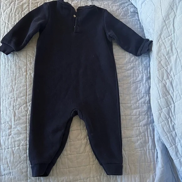 Polo Ralph Lauren Baby Bear Fleece Blue Coverall 9 Months - Picture 4 of 7